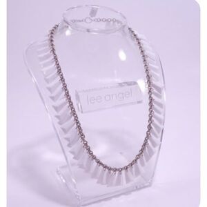 Lee Angel Neiman Marcus White Geo Resin Chunk Silver Statement Necklace NWT 498